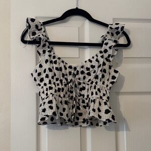 Nordstrom Black and White Polka Dot Crop Top